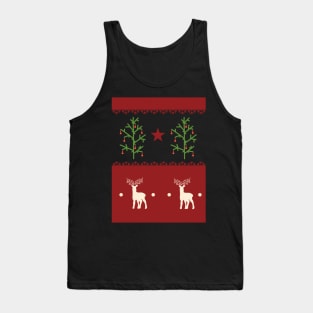 Traditional Christmas Tree Deer Scandinavian Aesthetic Pattern Tank Top